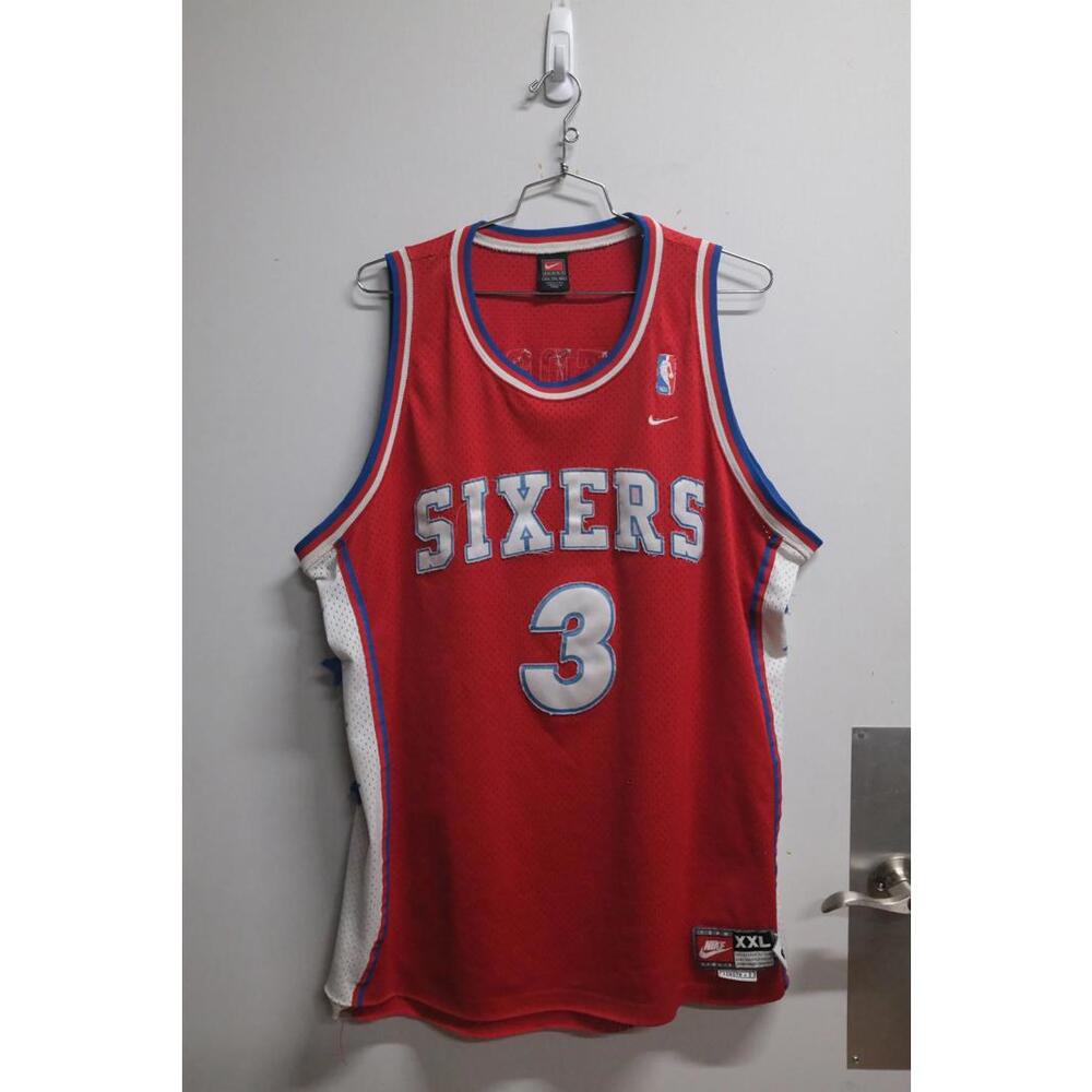 90s Nike Philadelphia 76ers Iverson #3 Red Basketball Jersey